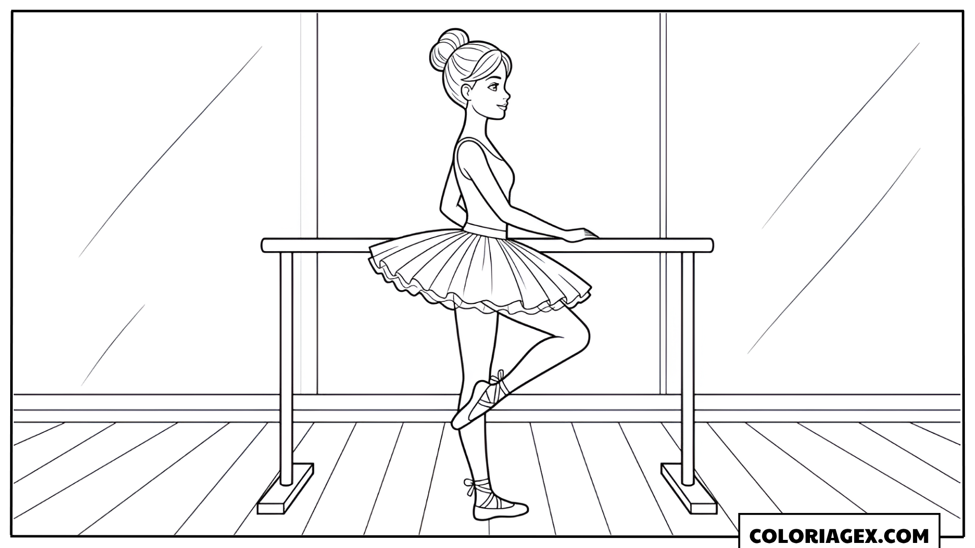 Coloriage Barbie à la barre
