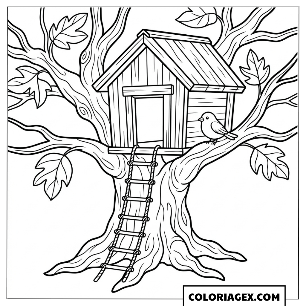 Coloriage Cabane dans l’arbre
