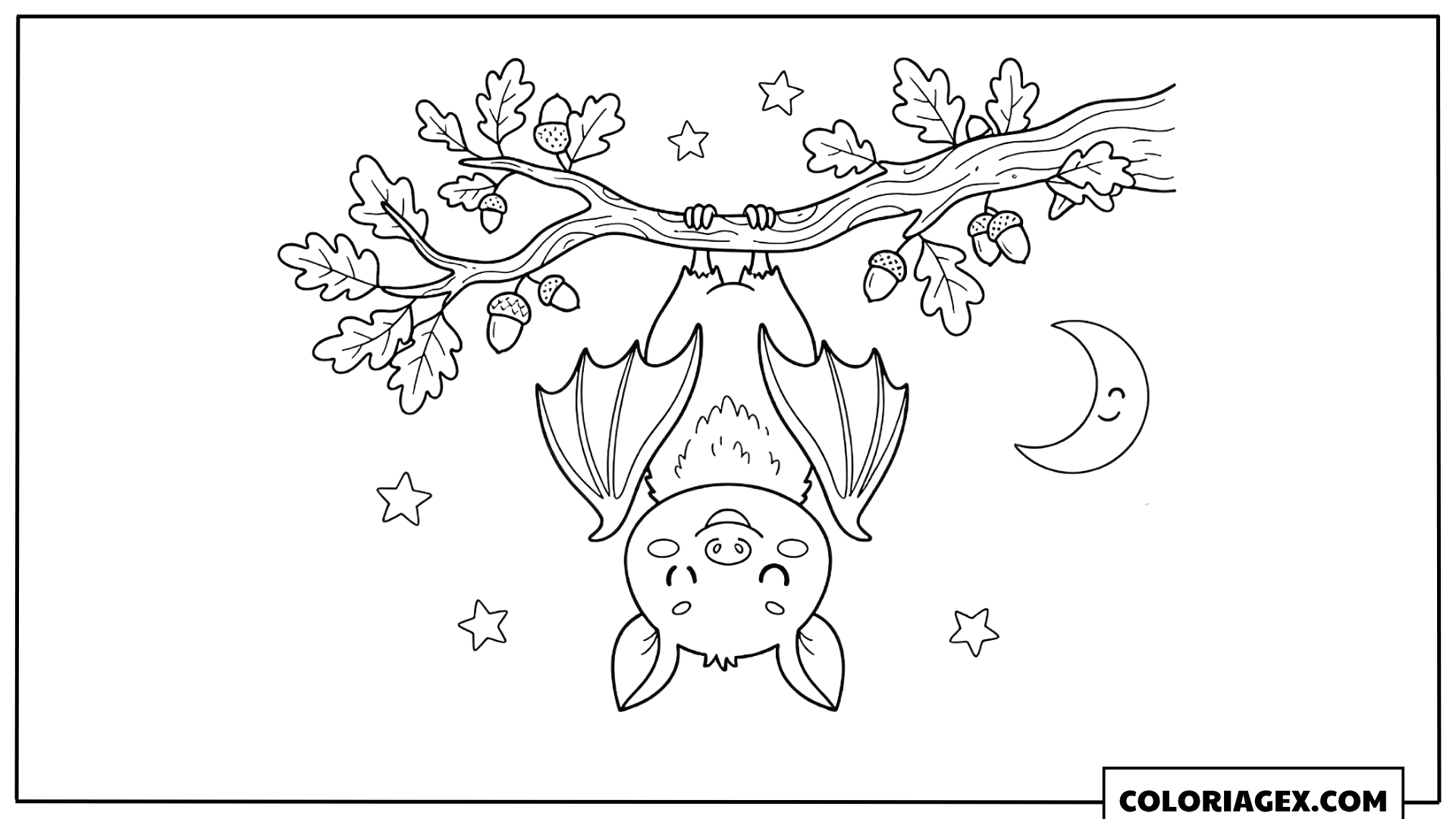 Coloriage Chauve-souris suspendue tête en bas