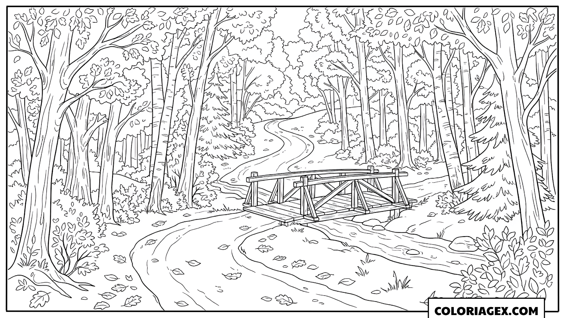 Coloriage Chemin forestier en automne