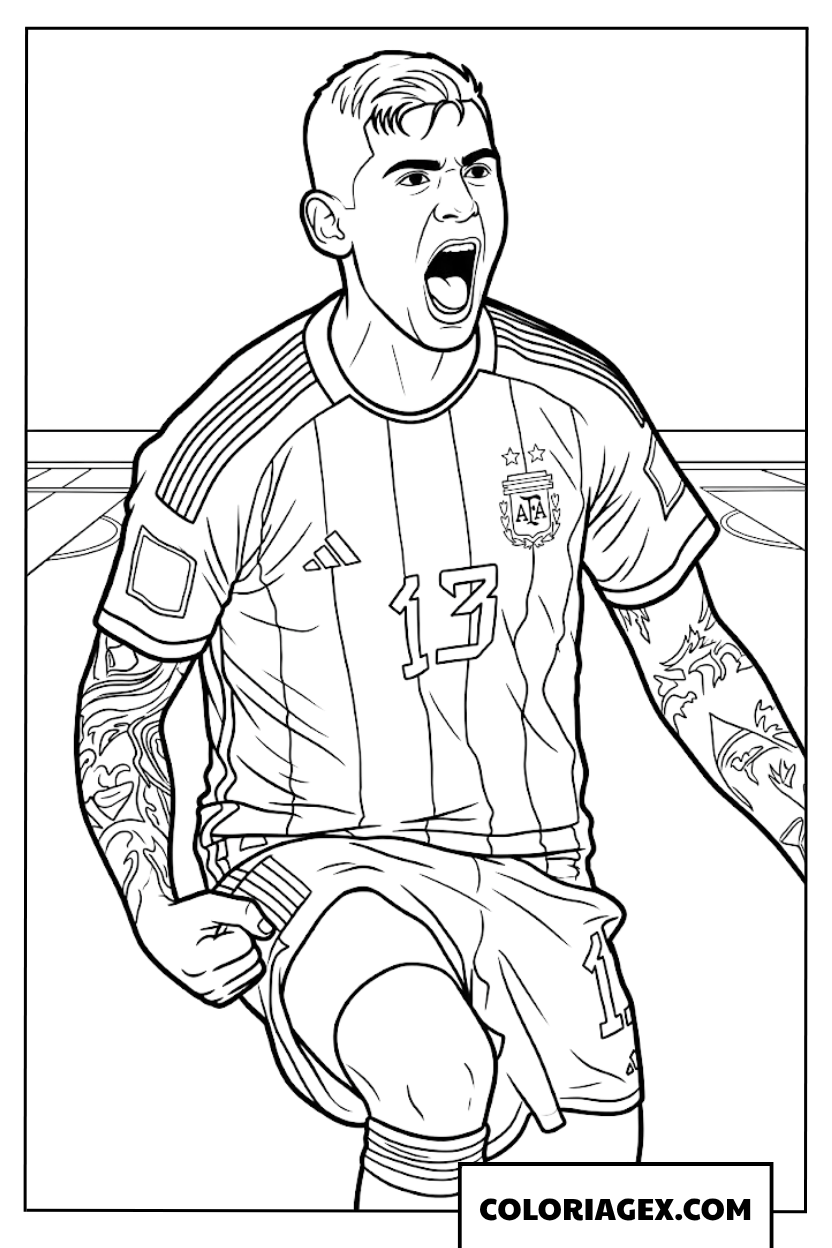 Coloriage Cristian Romero puissant