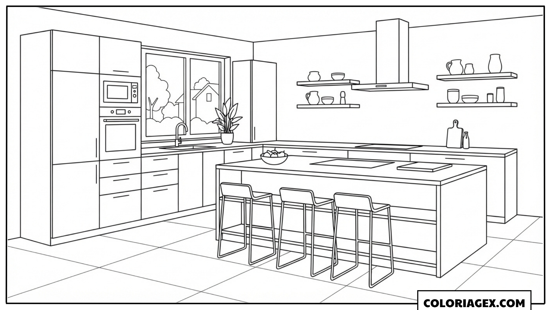 Coloriage Cuisine moderne