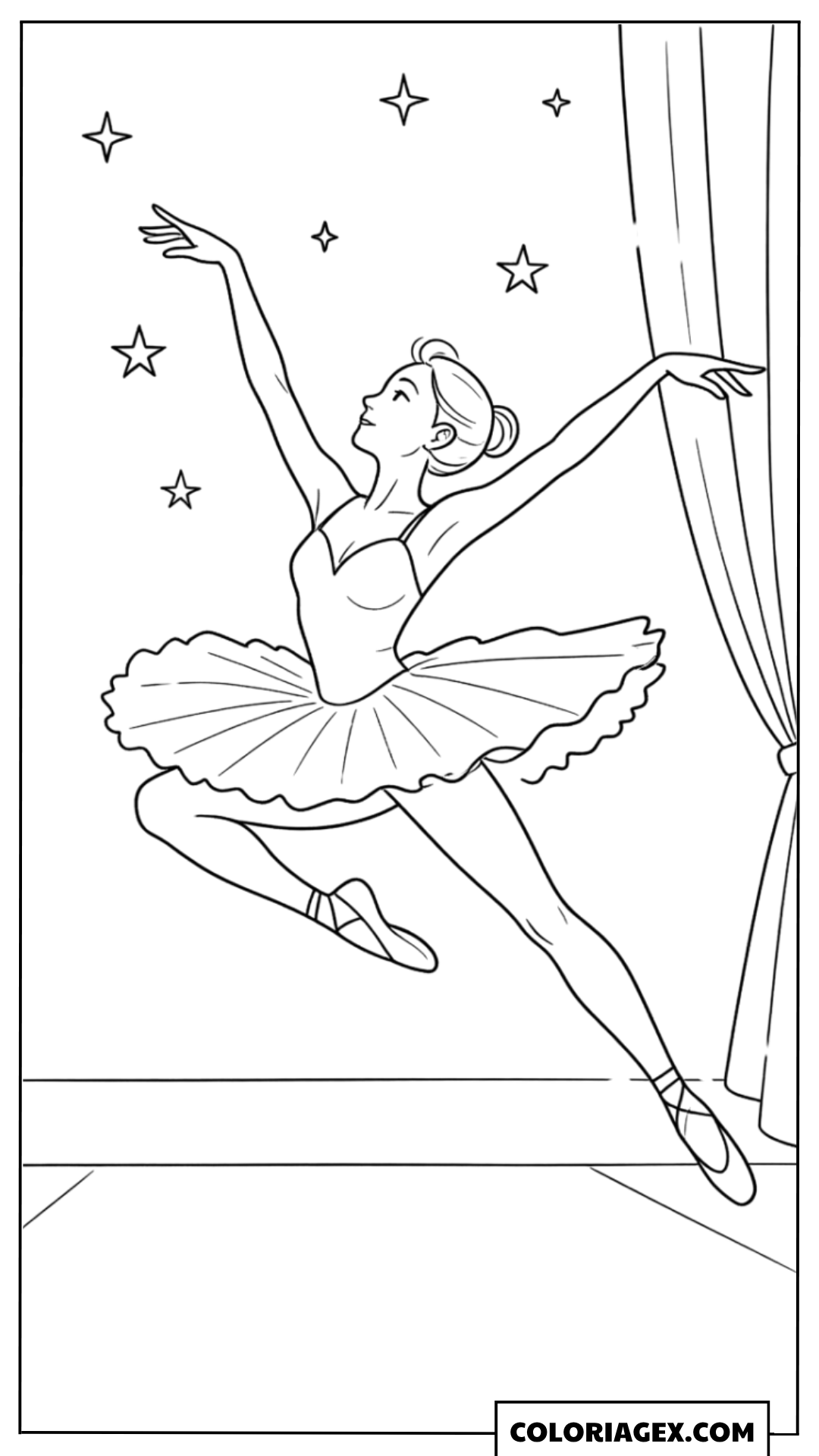 Coloriage Danseuse étoile sur scène