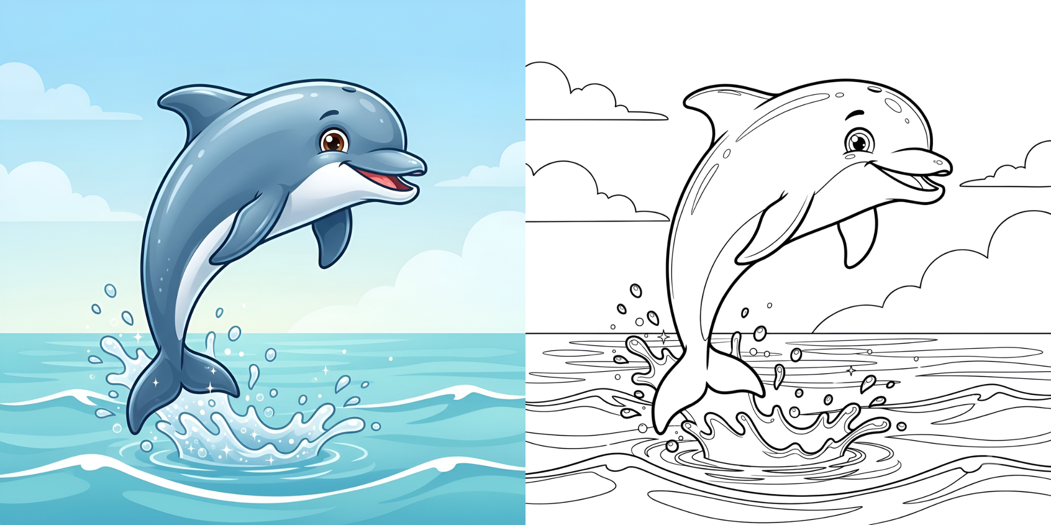 ft - Coloriage Dauphin Facile ft