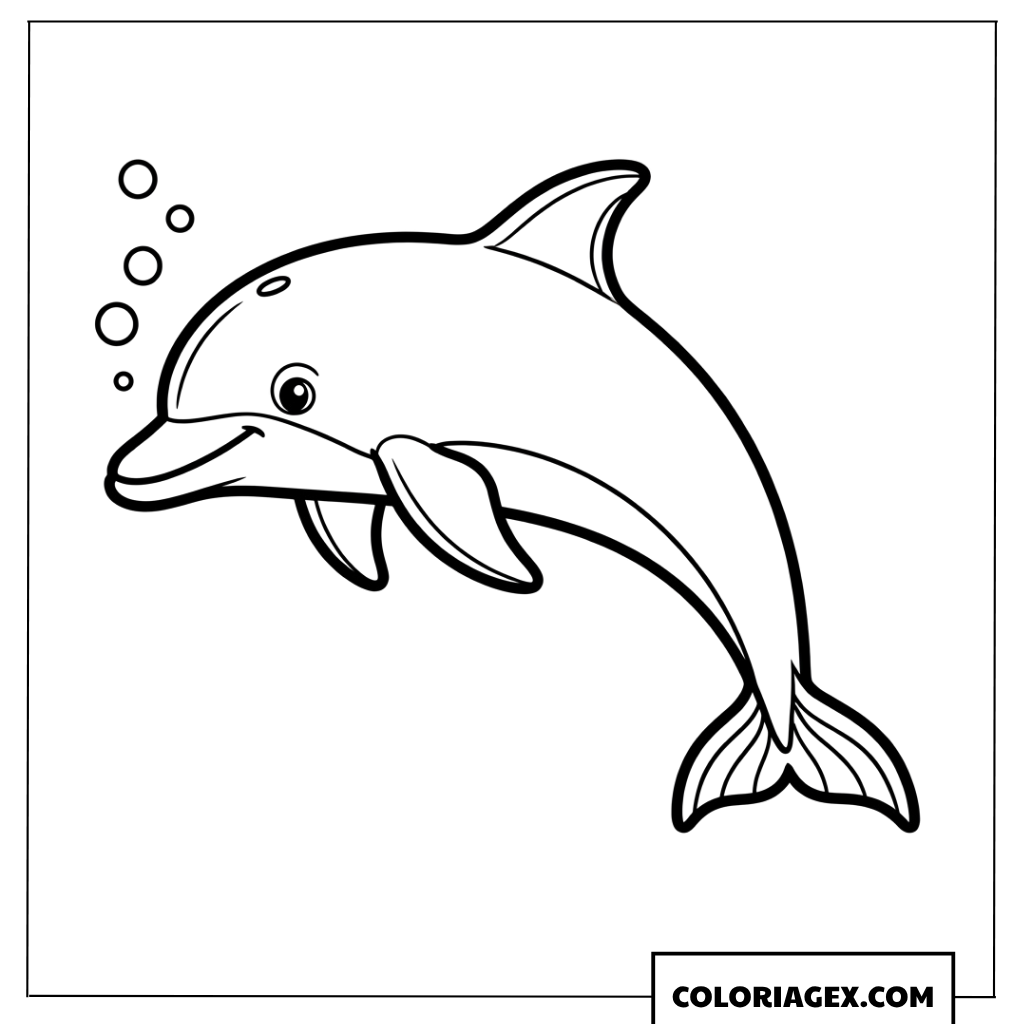 Coloriage Dauphin Mignon avec Bulles dEau