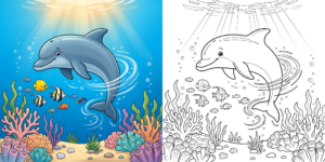 ft - Coloriage Dauphin Sous la Mer ft