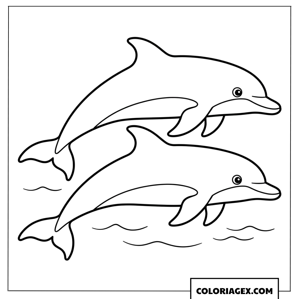 Coloriage Deux Dauphins Amis Sautent Ensemble