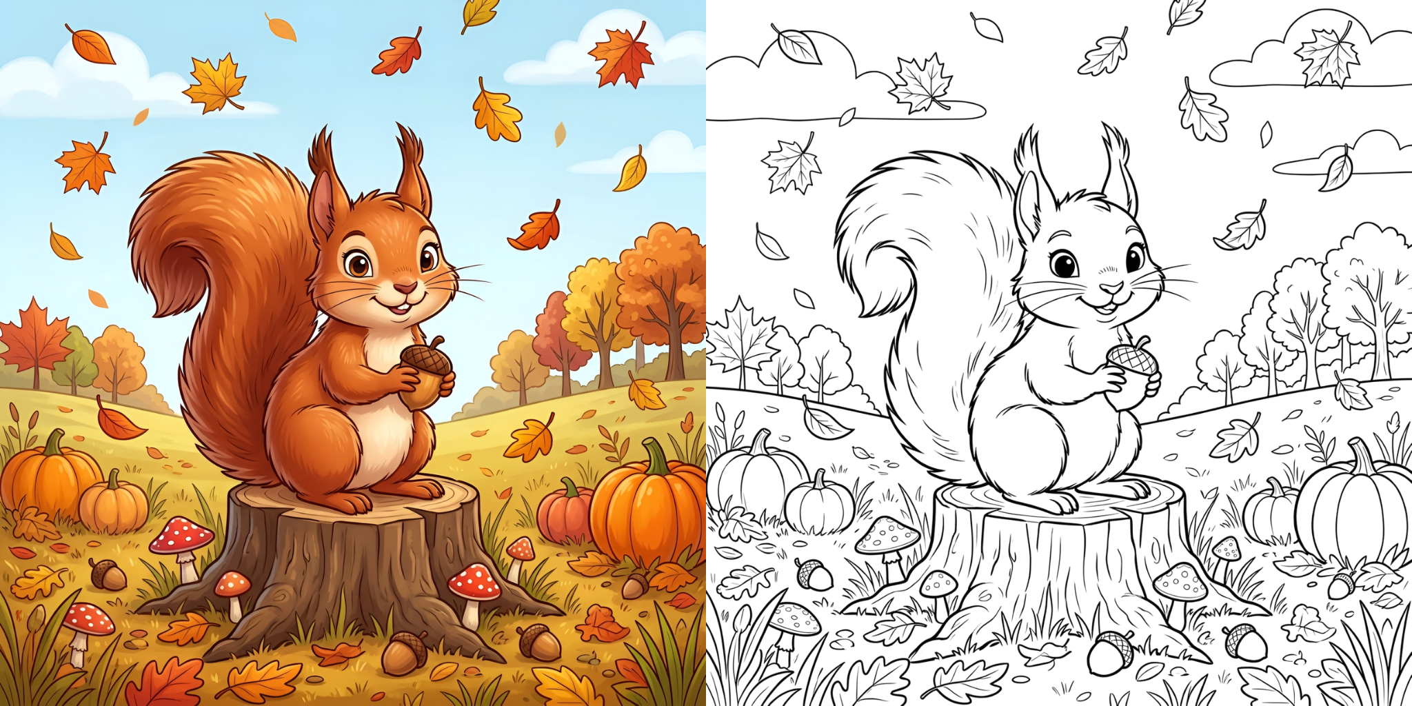ft - Coloriage Écureuil en Automne ft