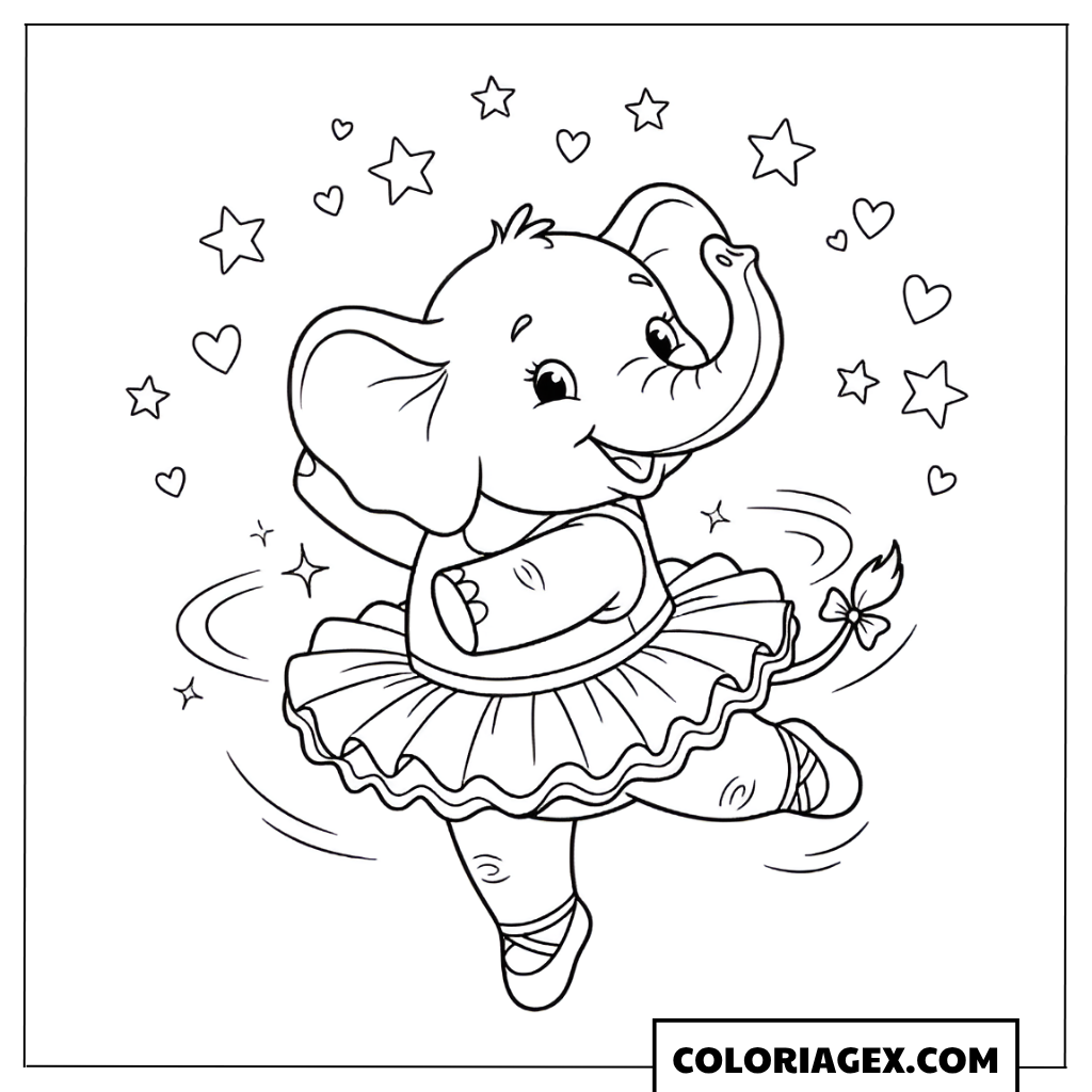 Coloriage Éléphant ballerine