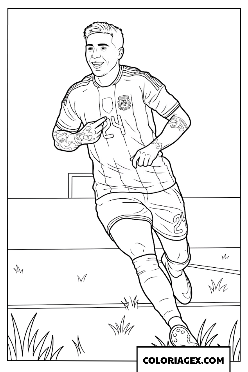 Coloriage Enzo Fernandez enthousiaste