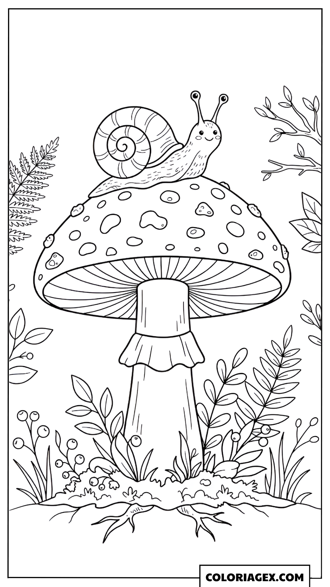 Coloriage Escargot sur un champignon
