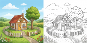 ft - Coloriage Facile Maison Dessin ft