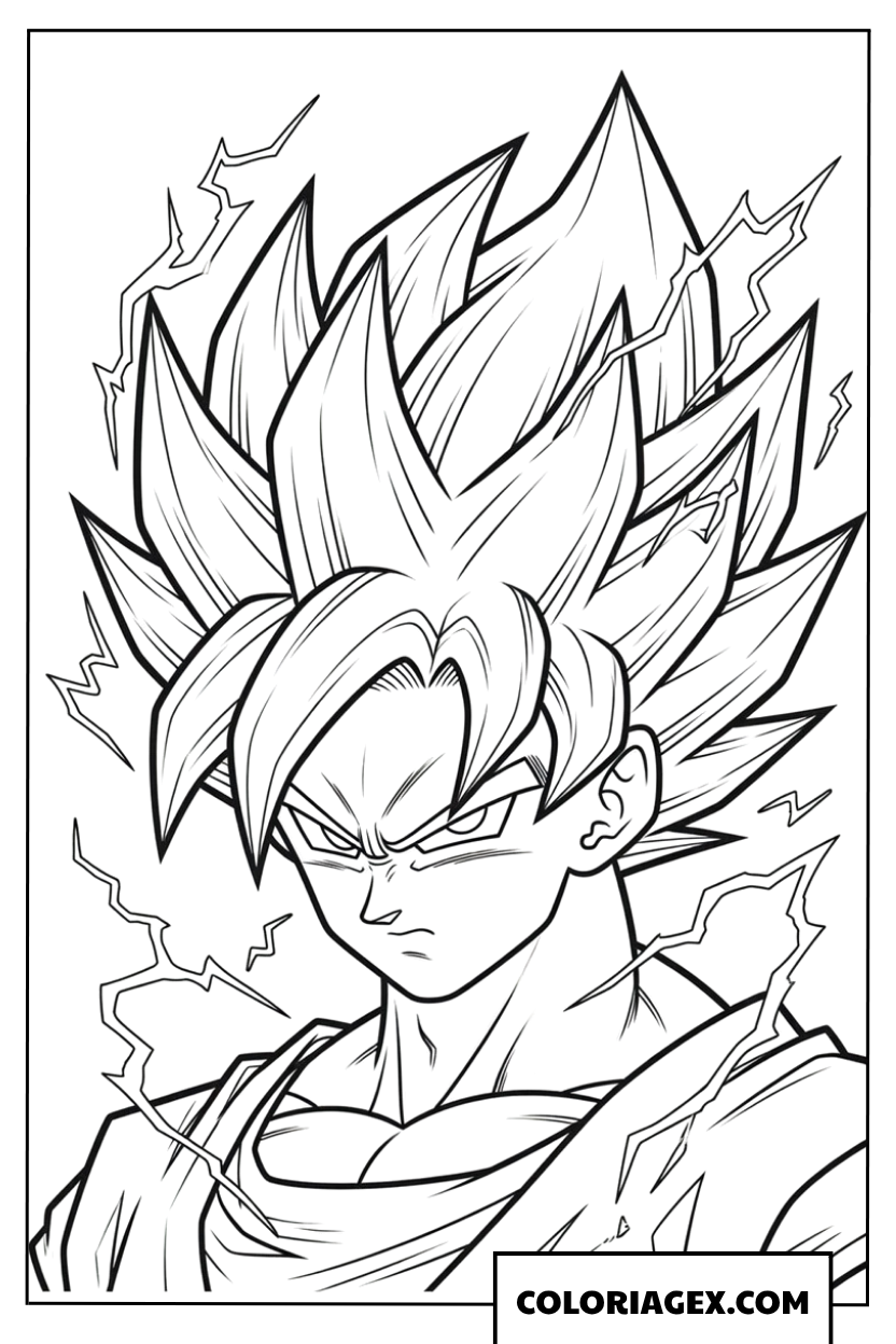 Coloriage Goku Super Saiyan 2 explosion d'energie electrique