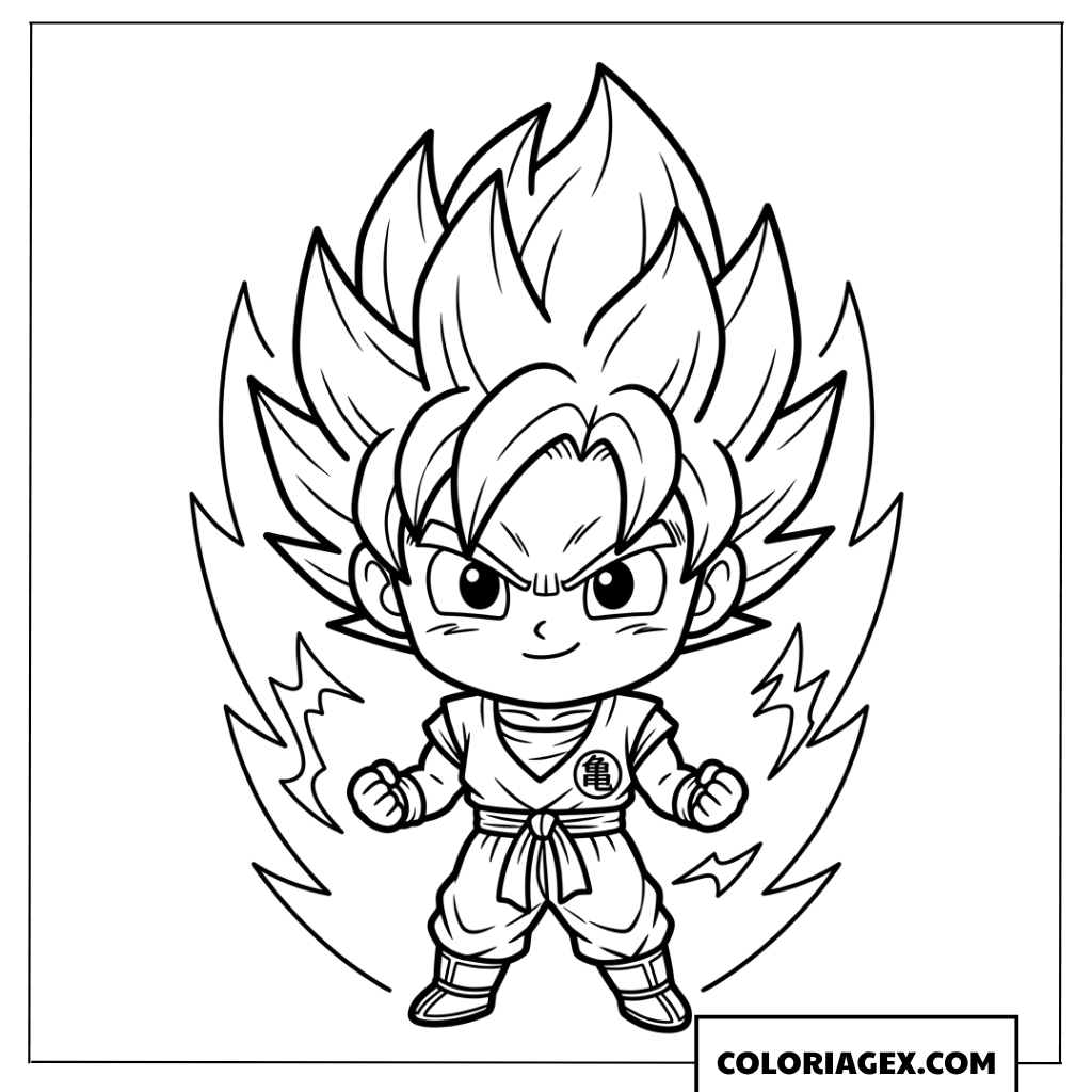 Coloriage Goku Super Saiyan Chibi mignon