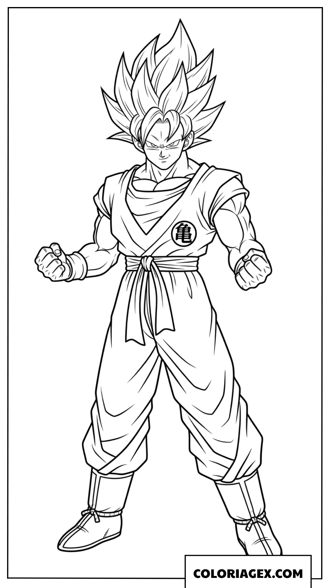 Coloriage Goku Super Saiyan debout en pose