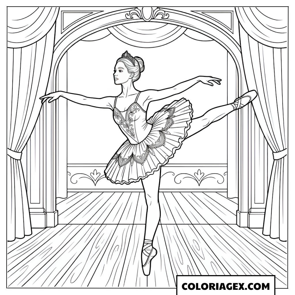Coloriage Grande arabesque sur scène