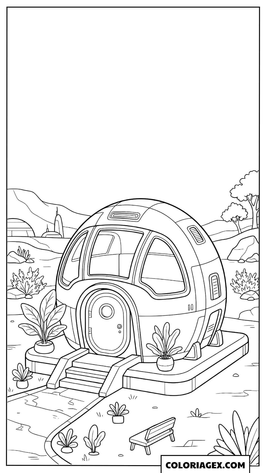 Coloriage Habitat futuriste