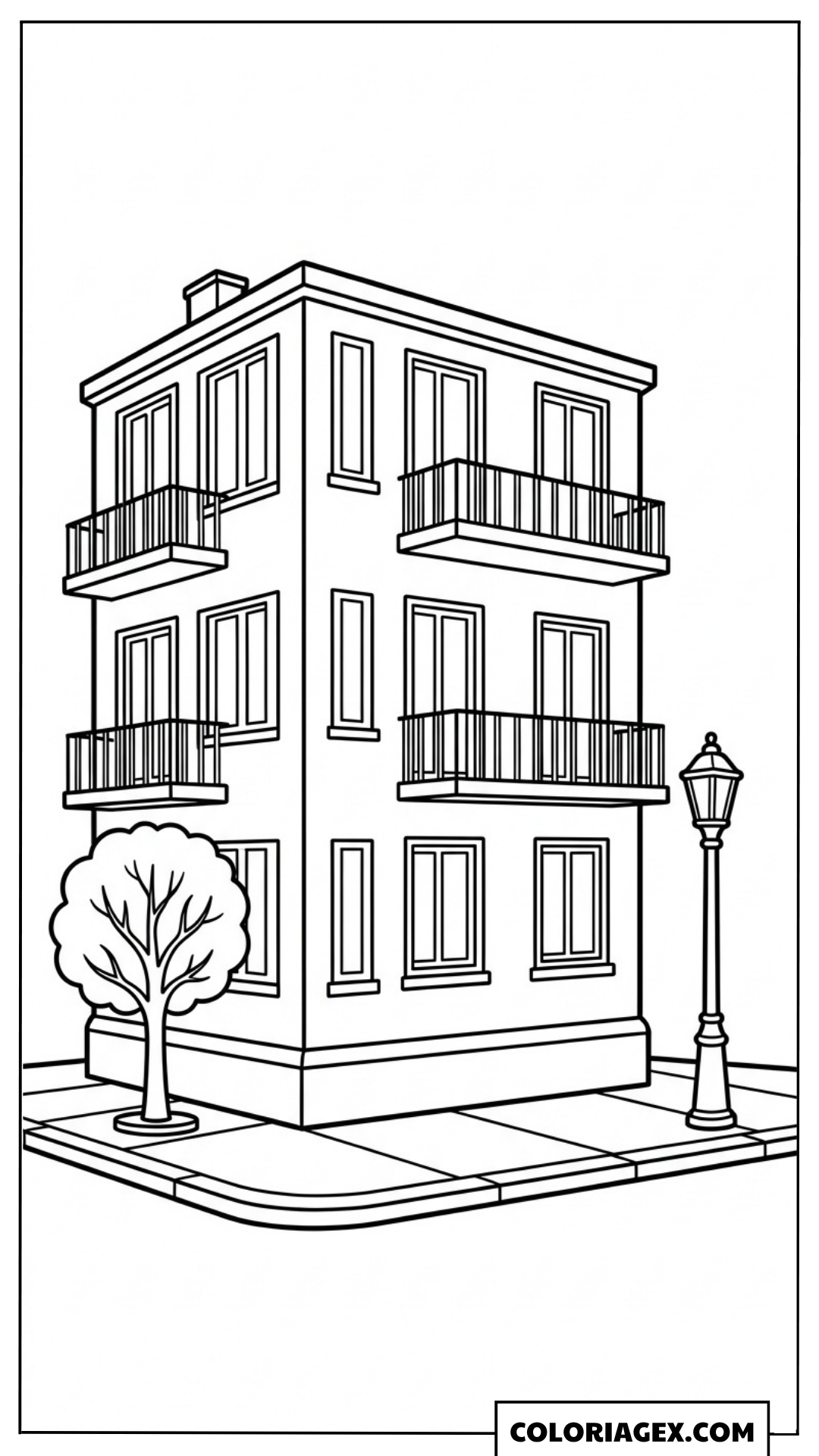 Coloriage Immeuble d’angle