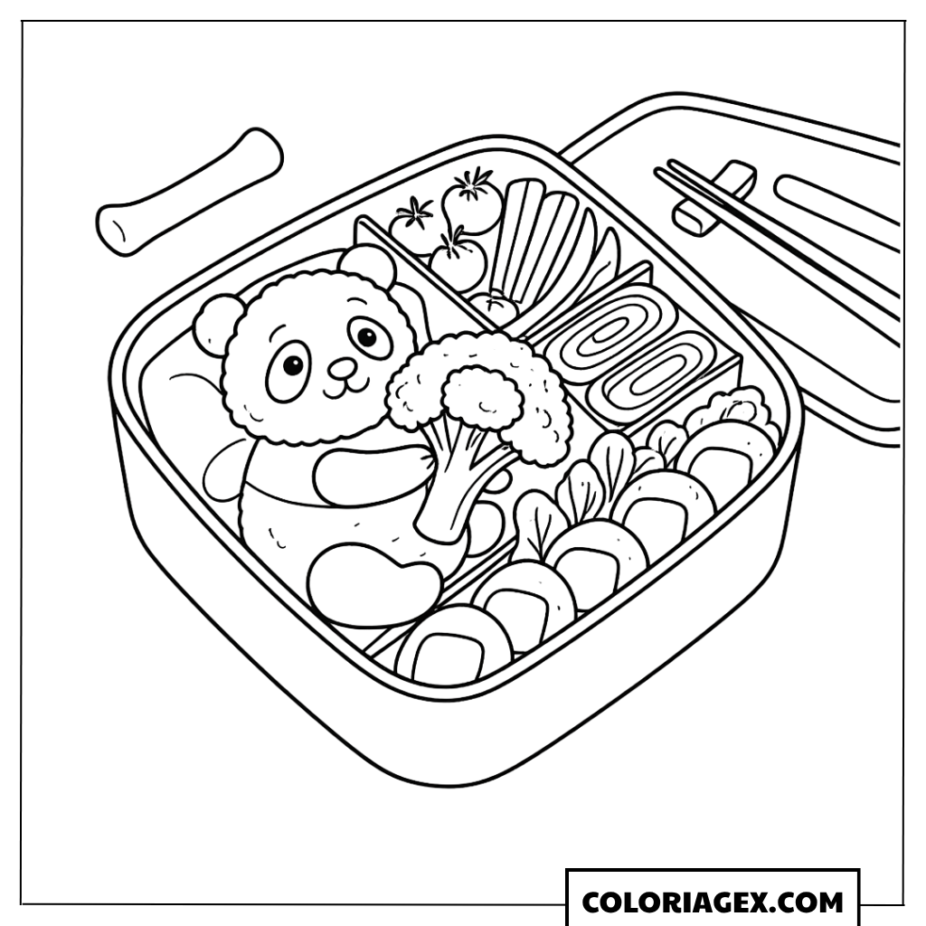Coloriage Kawaii Bento avec ours