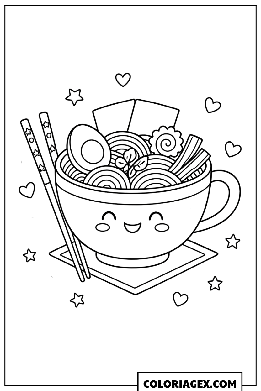 Coloriage Kawaii Bol de Ramen