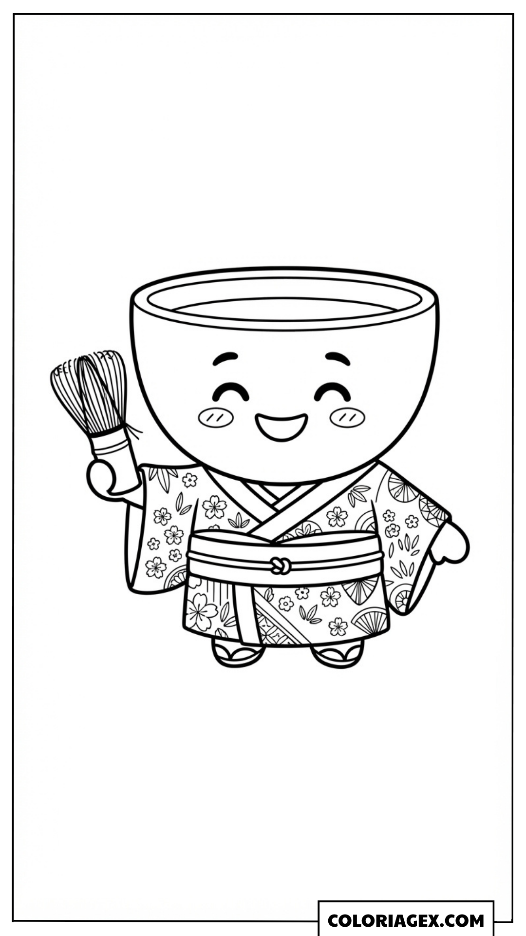 Coloriage Kawaii Bol de Riz en kimono