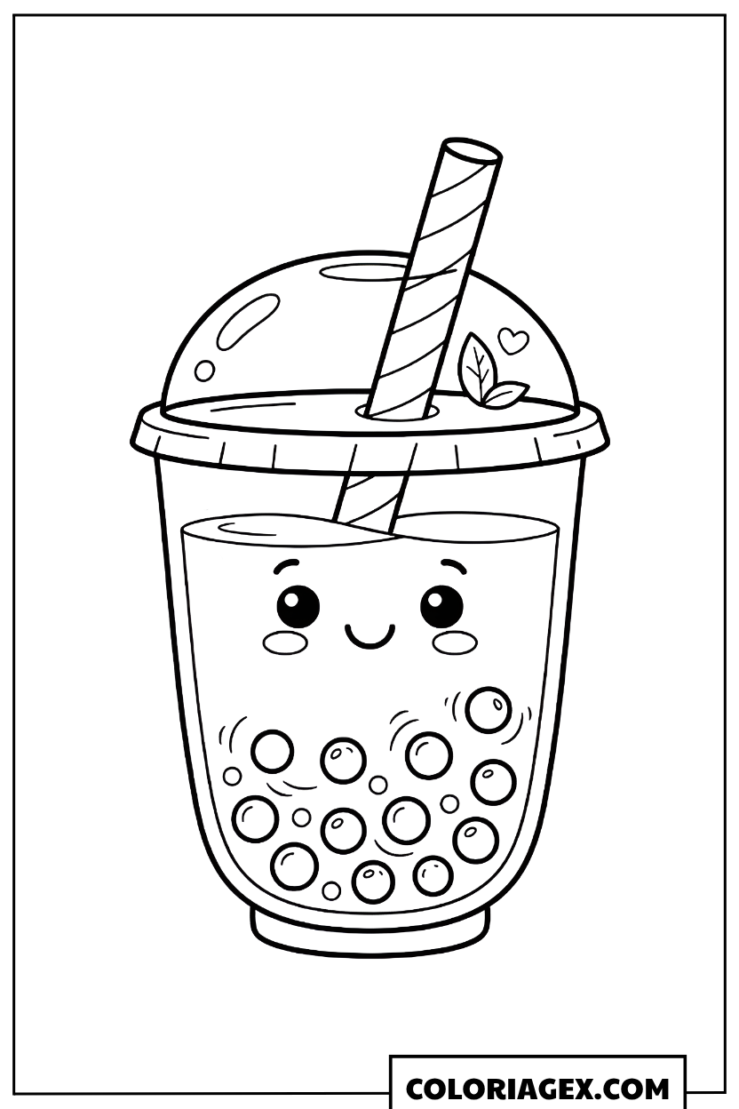 Coloriage Kawaii Bubble Tea
