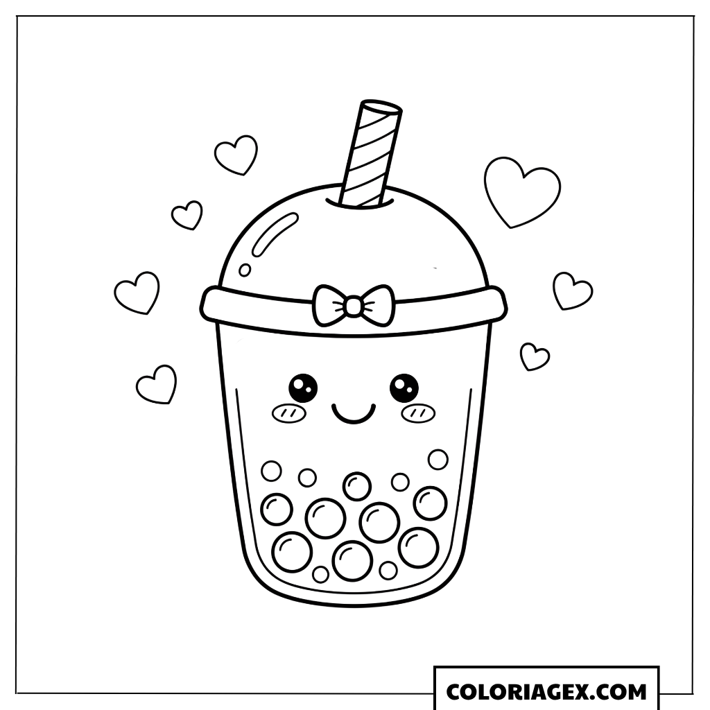 Coloriage Kawaii Bubble Tea