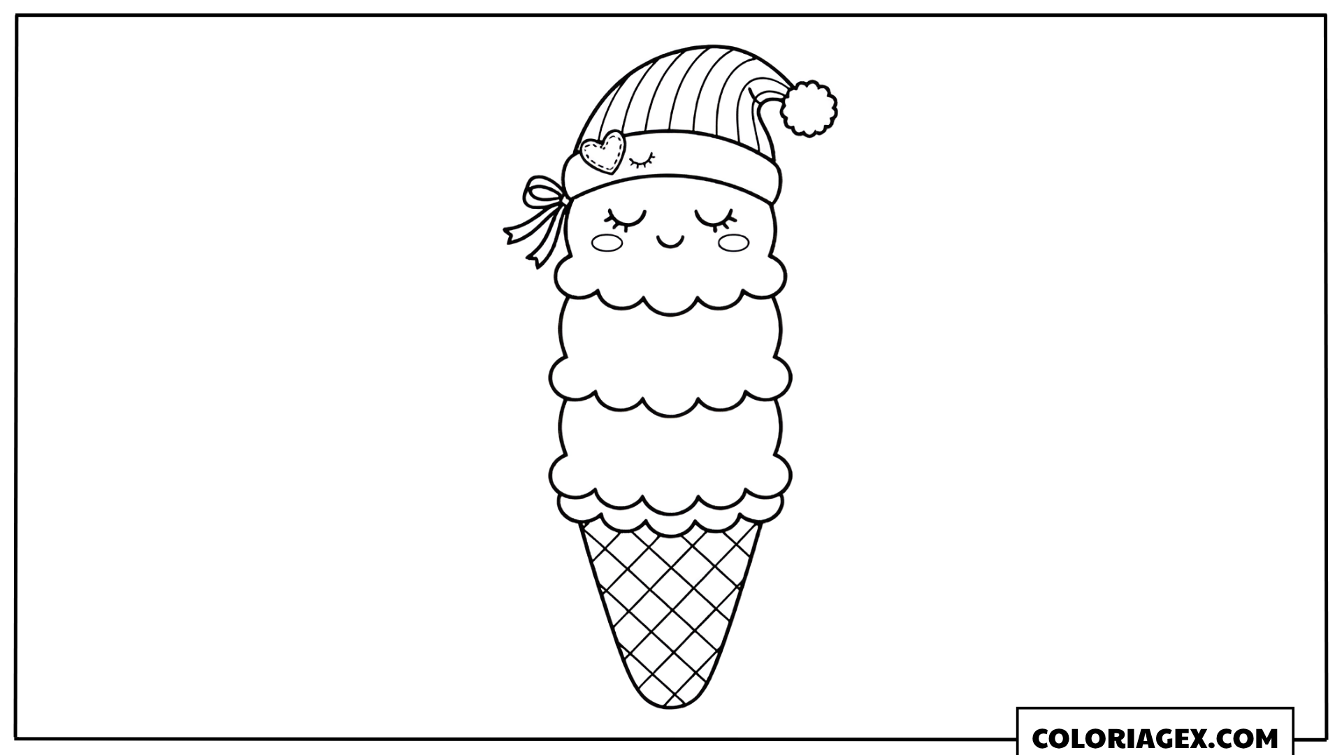 Coloriage Kawaii Cornet de glace Noël