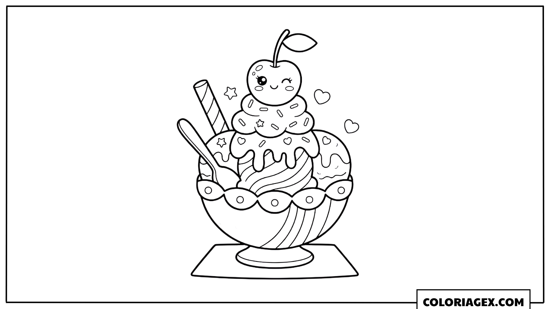 Coloriage Kawaii Coupe de glace