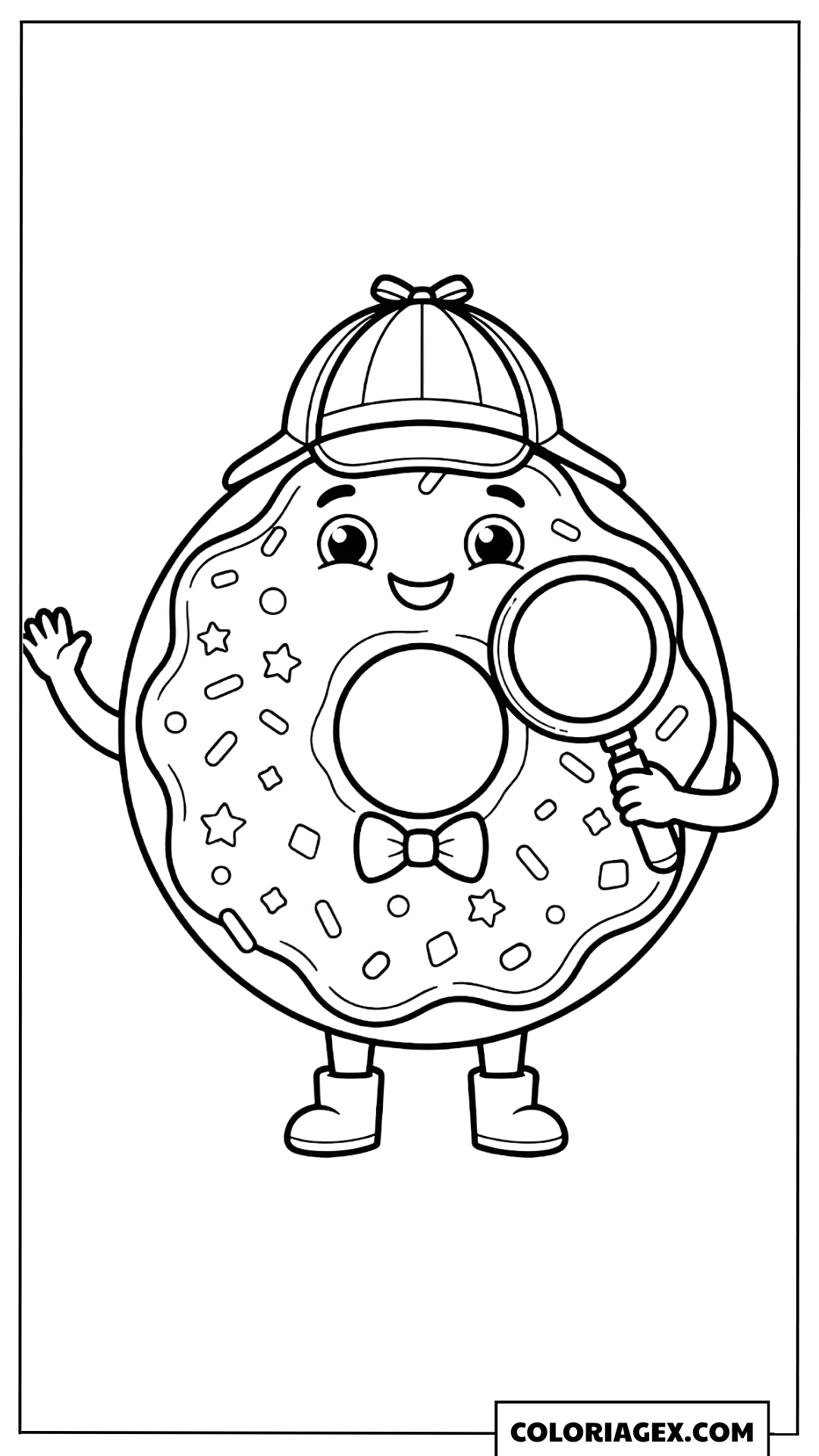 Coloriage Kawaii Donut Détective