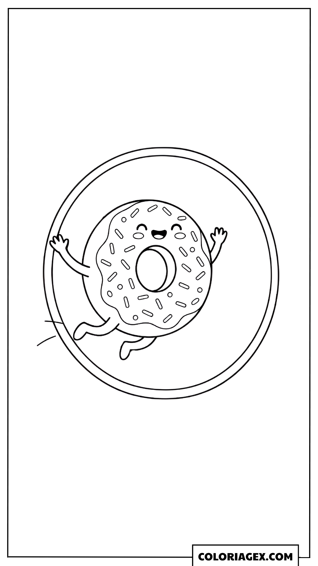 Coloriage Kawaii Donut volant