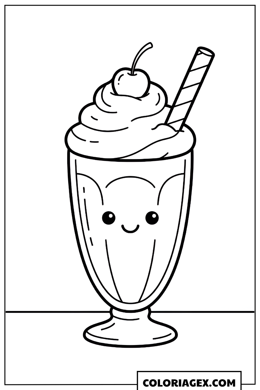 Coloriage Kawaii Milkshake