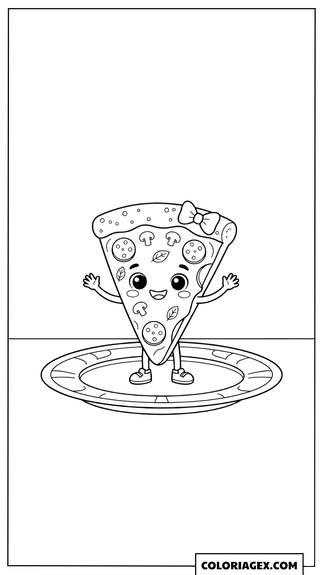 Coloriage Kawaii Pizza