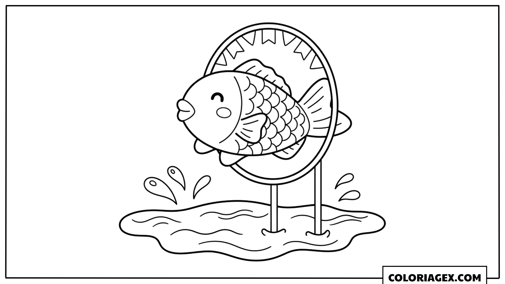 Coloriage Kawaii Poisson sur roue