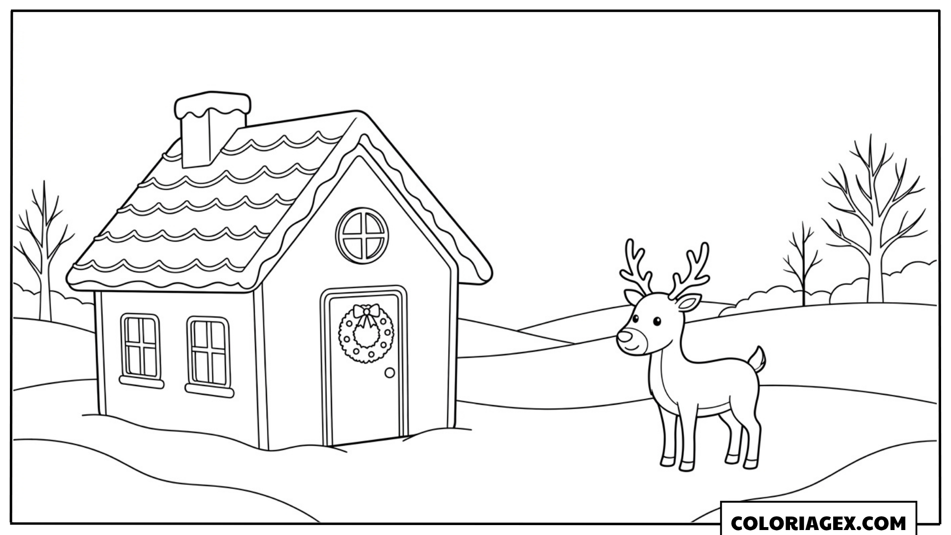 Coloriage Maison avec renne