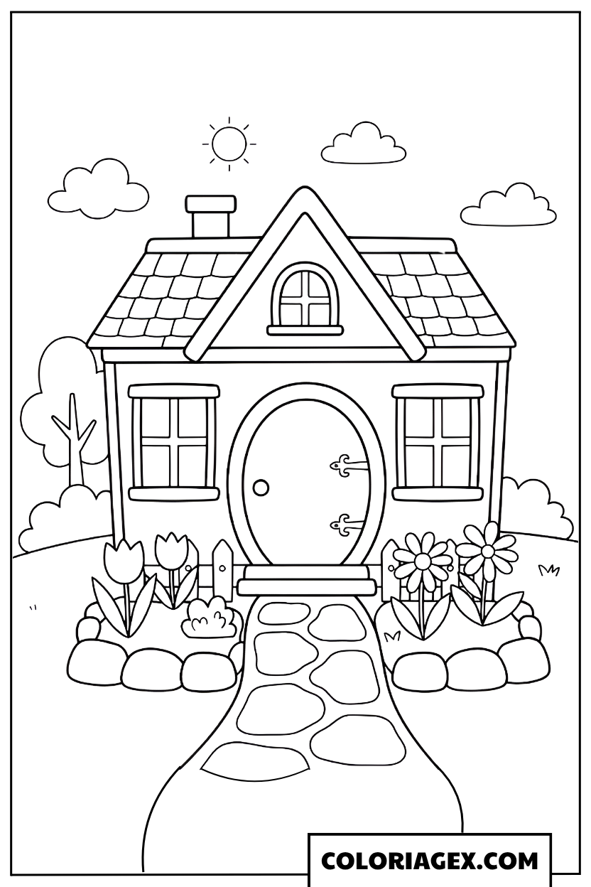 Coloriage Maison de campagne coquette