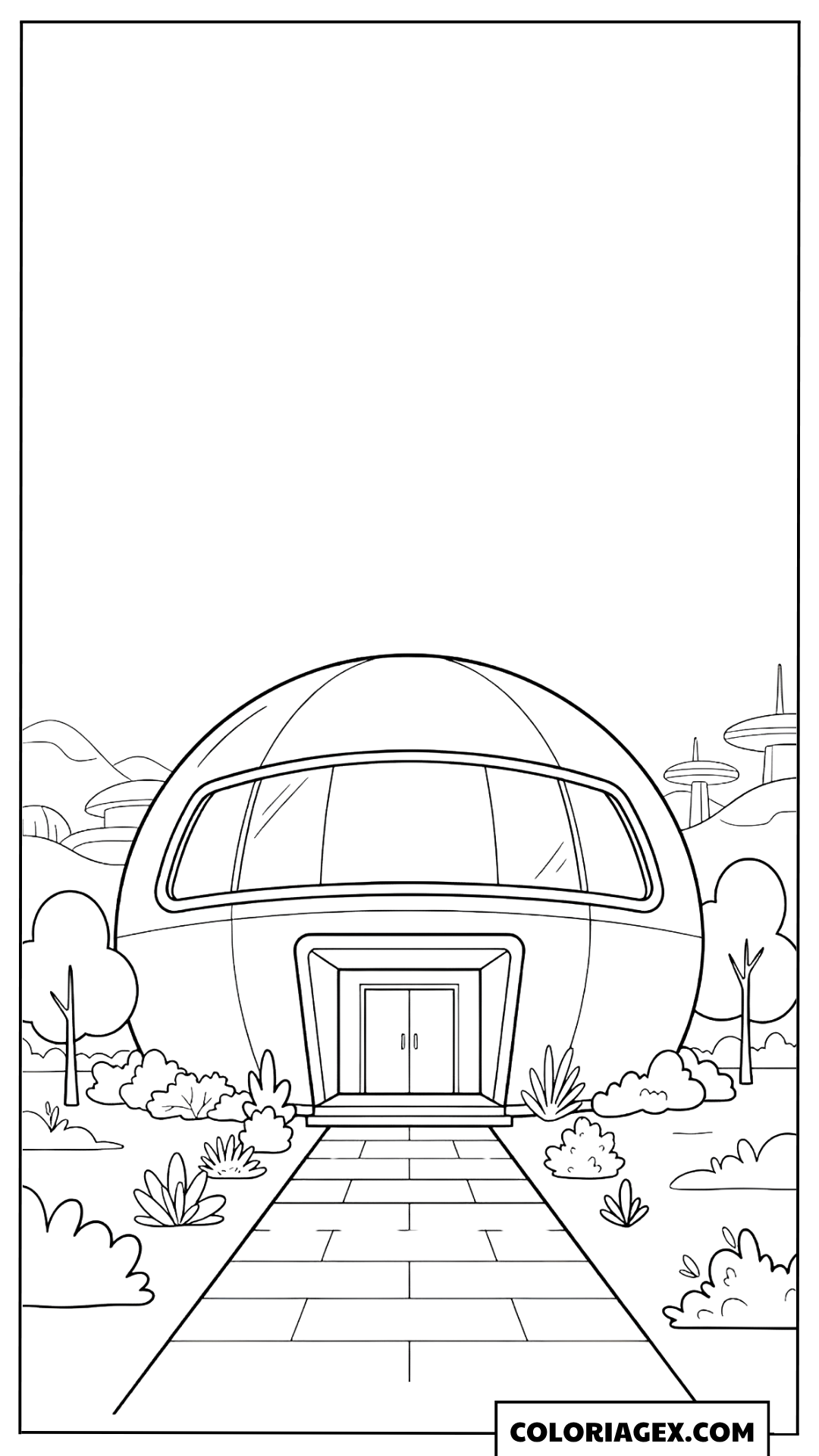 Coloriage Maison futuriste en dôme