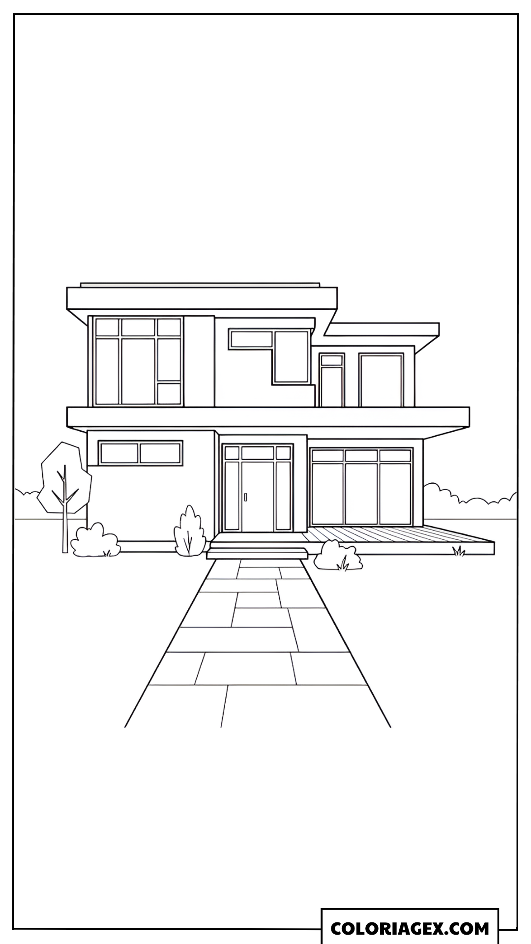 Coloriage Maison moderne à deux étages