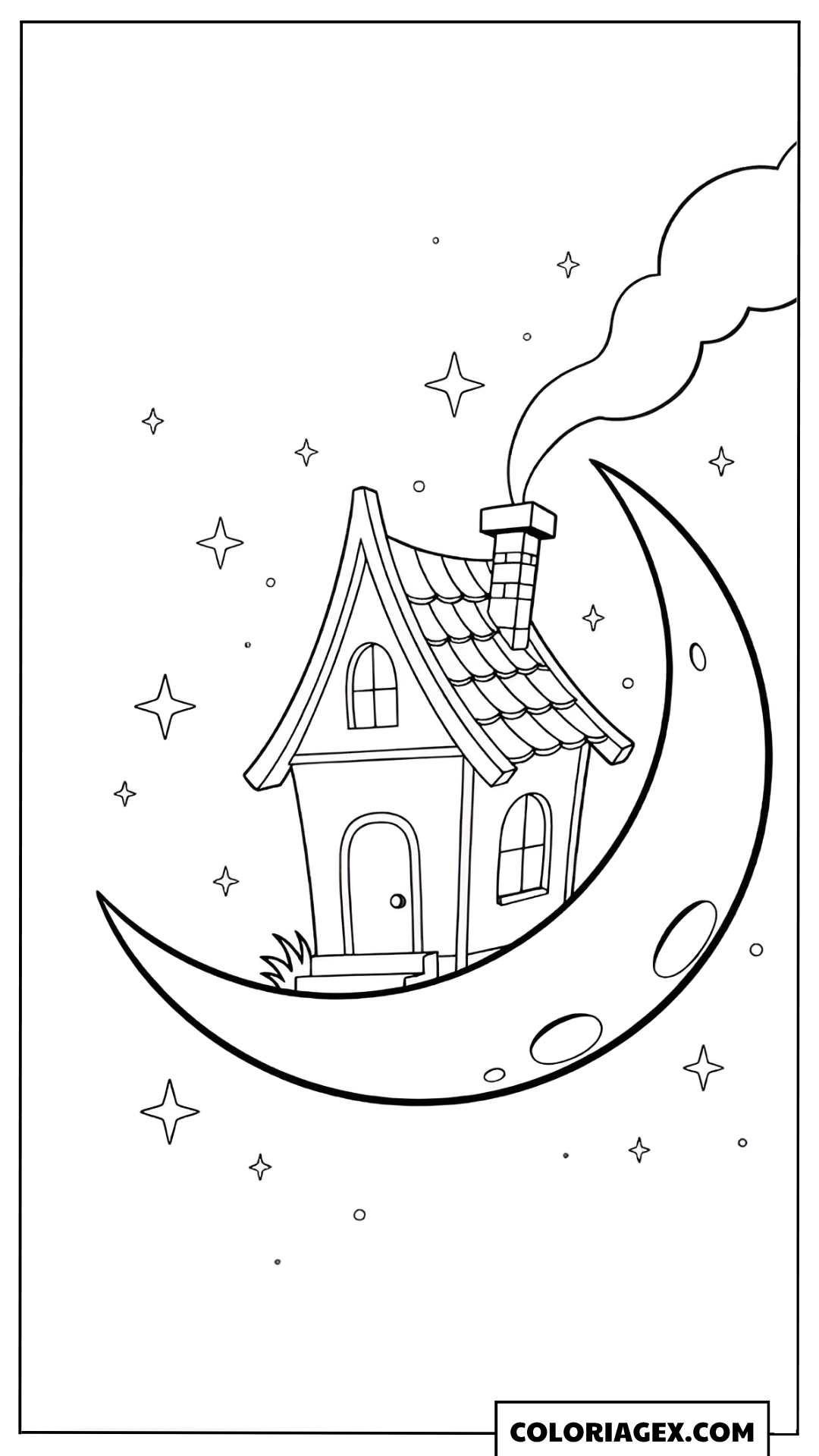 Coloriage Maison sur la lune