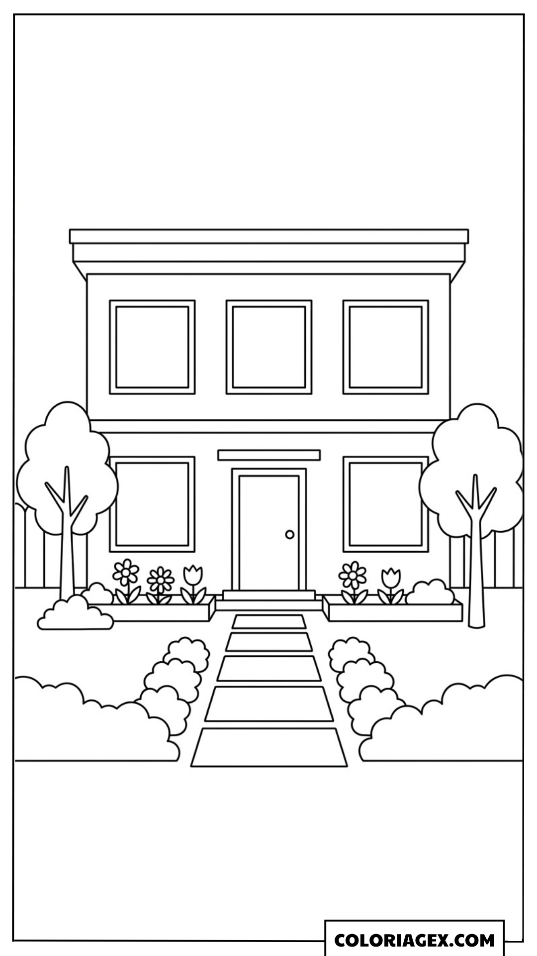 Coloriage Maison symétrique moderne