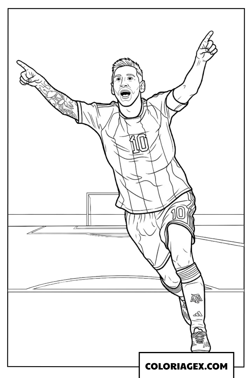 Coloriage Messi célèbre son but