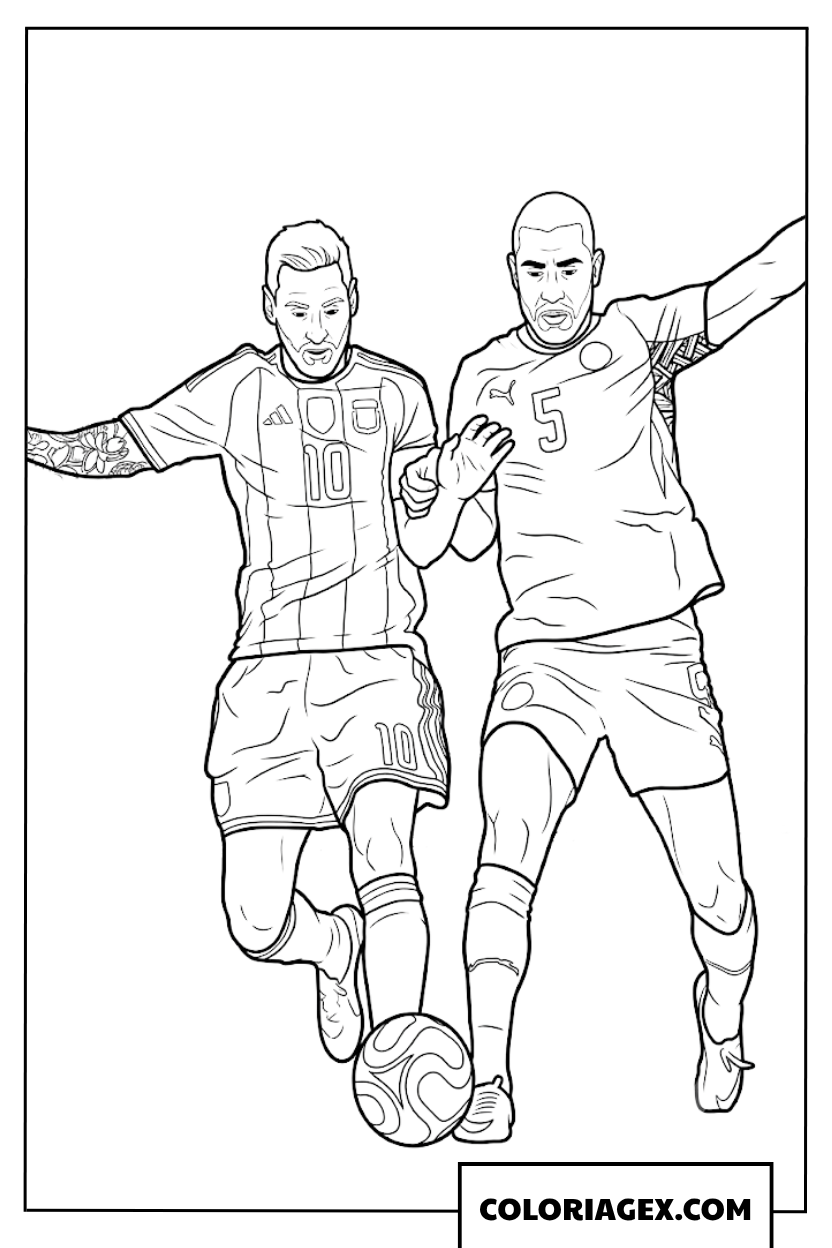 Coloriage Messi et son dribble