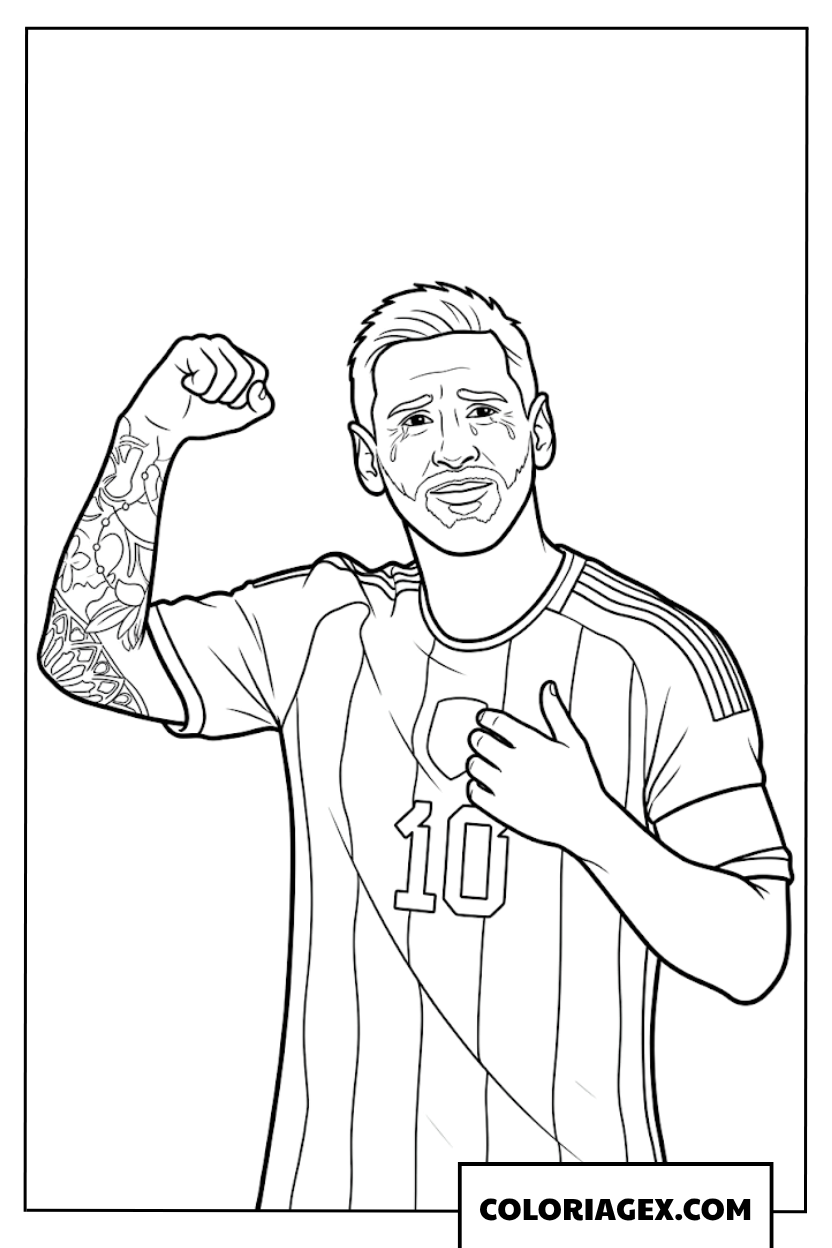 Coloriage Messi plein d'émotion