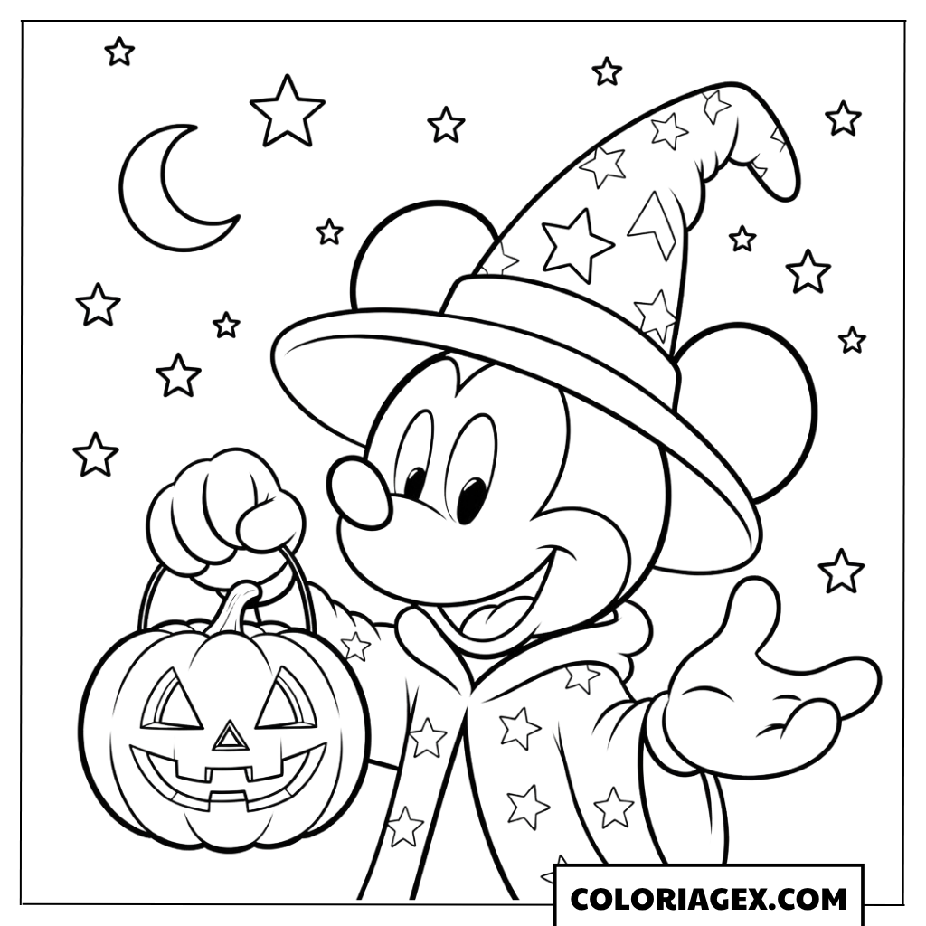 Coloriage Mickey Mouse sorcier Halloween