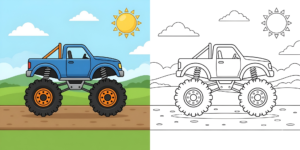 ft - Coloriage Monster Truck Facile ft