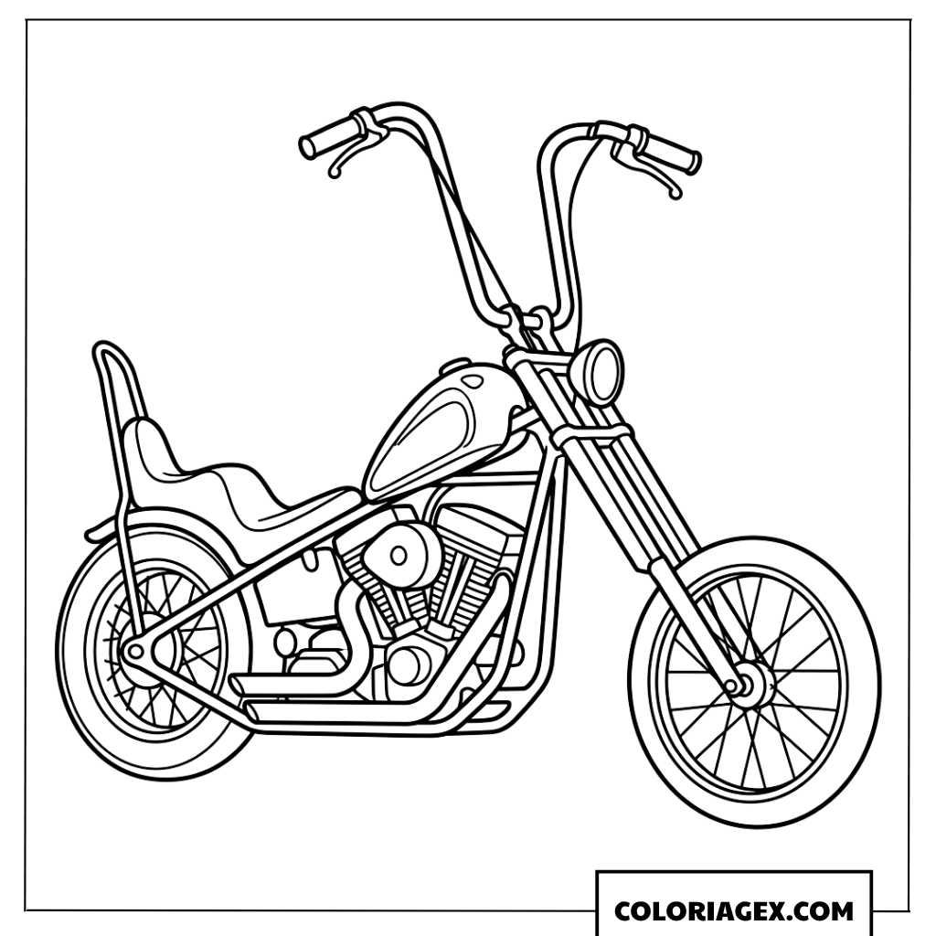 Coloriage Moto Chopper Classique Guidon Haut