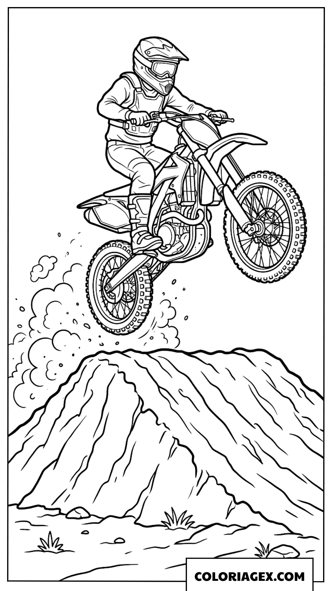 Coloriage Moto Sautant Par Dessus La Colline