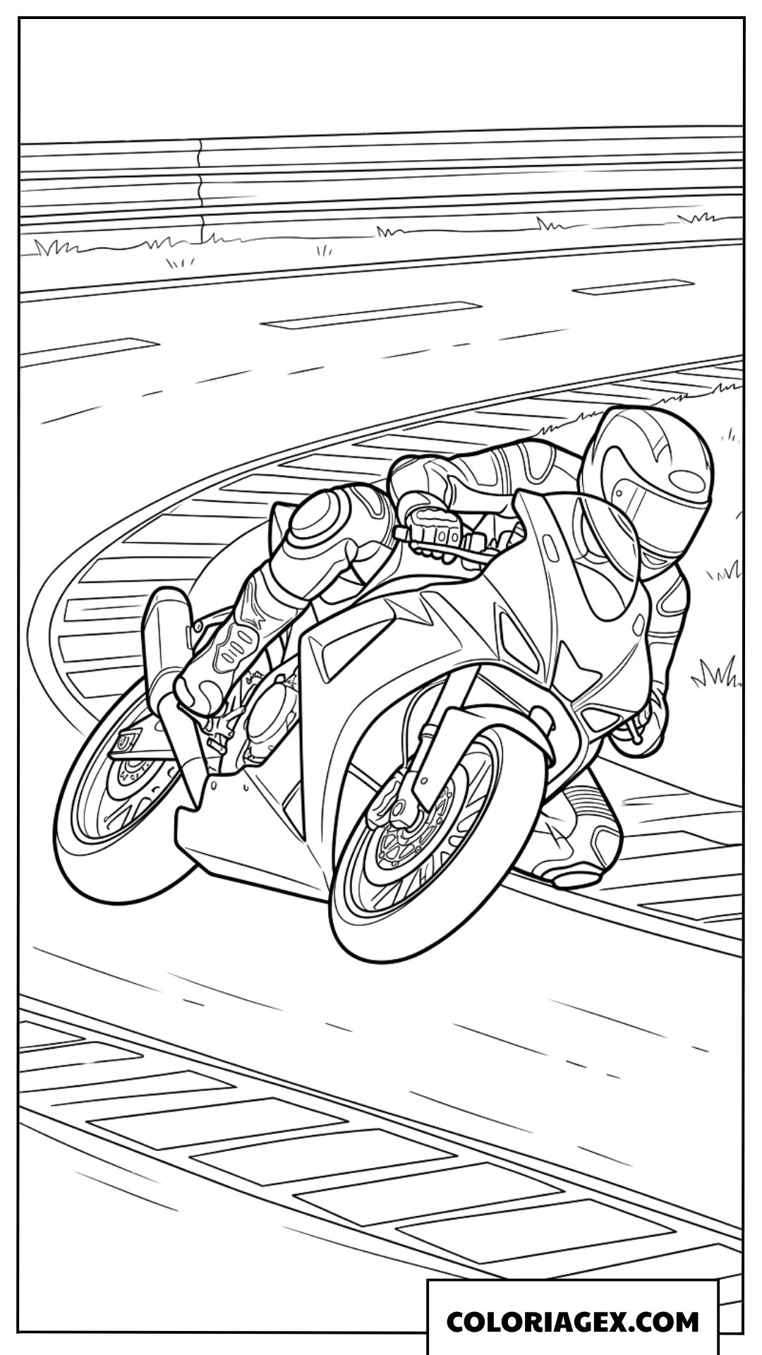 Coloriage Moto Sportive Virage Serre Sur Piste