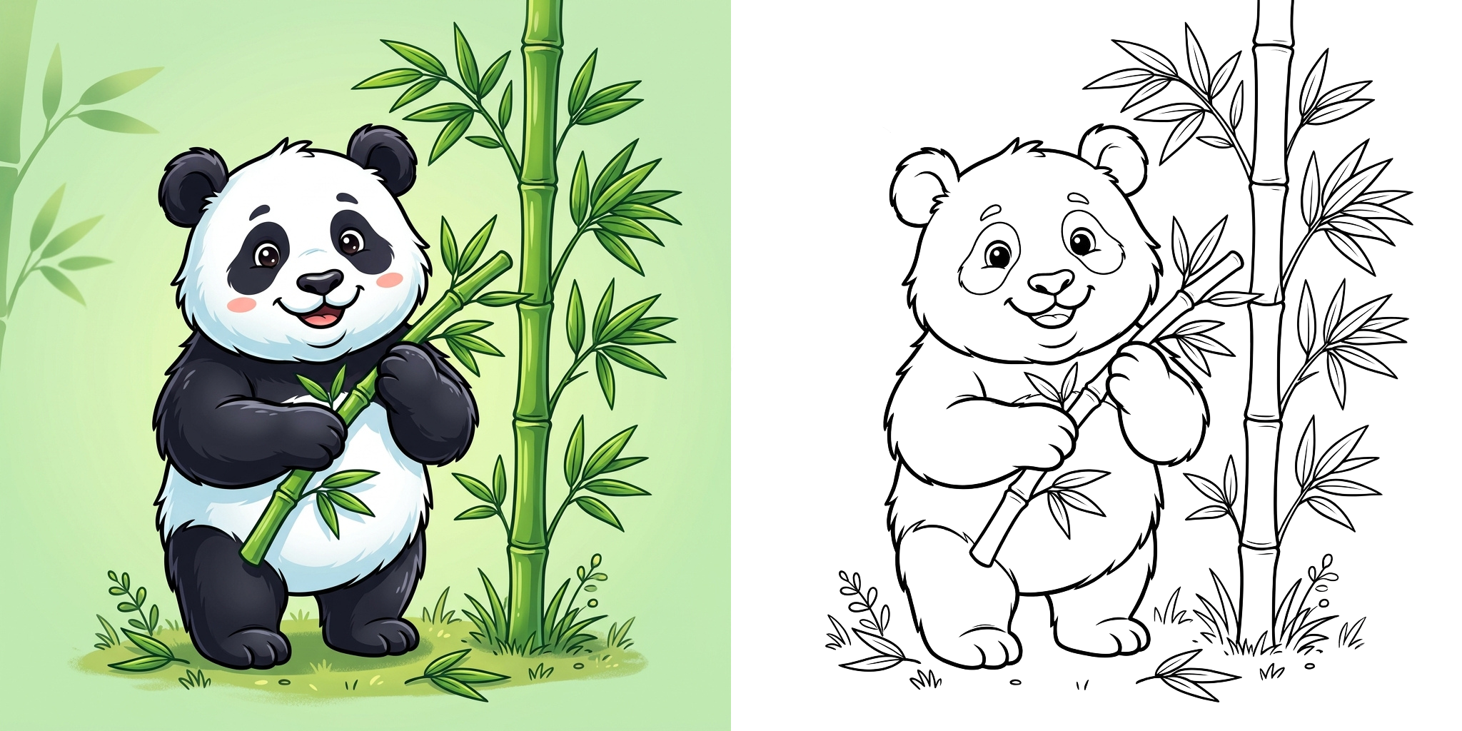ft - Coloriage Panda et Bambou ft