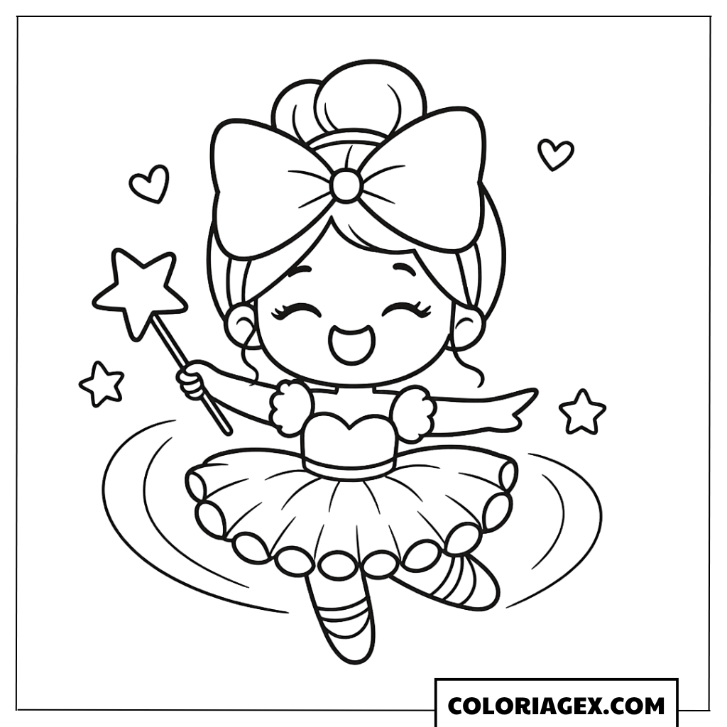Coloriage Petite ballerine kawaii